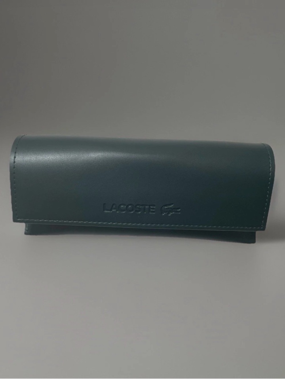 Lacoste Leather Sunglasses Case in Deep Teal